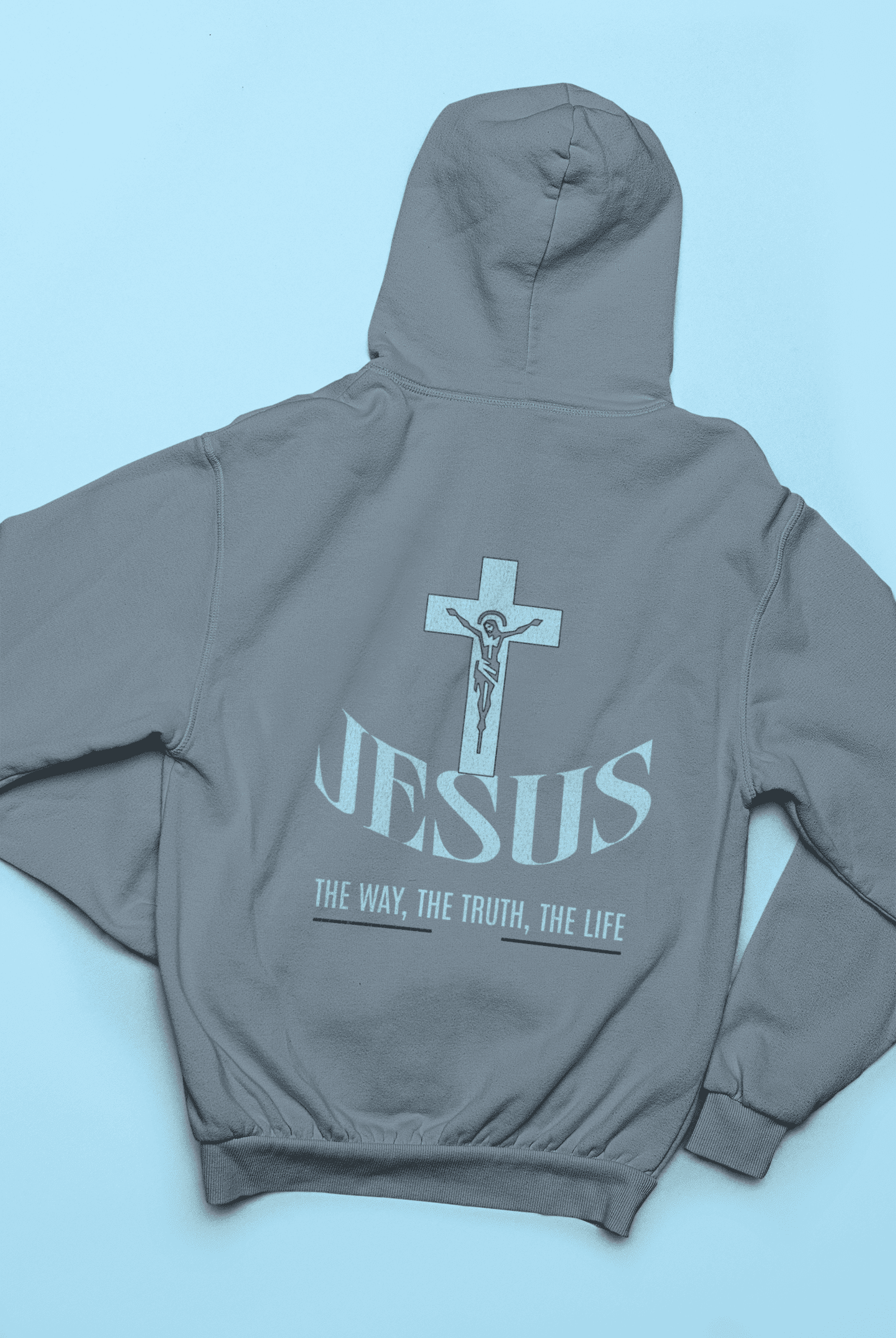Christlicher Herren Hoodie mit Rückenprint „Jesus the way, the trust, the life“