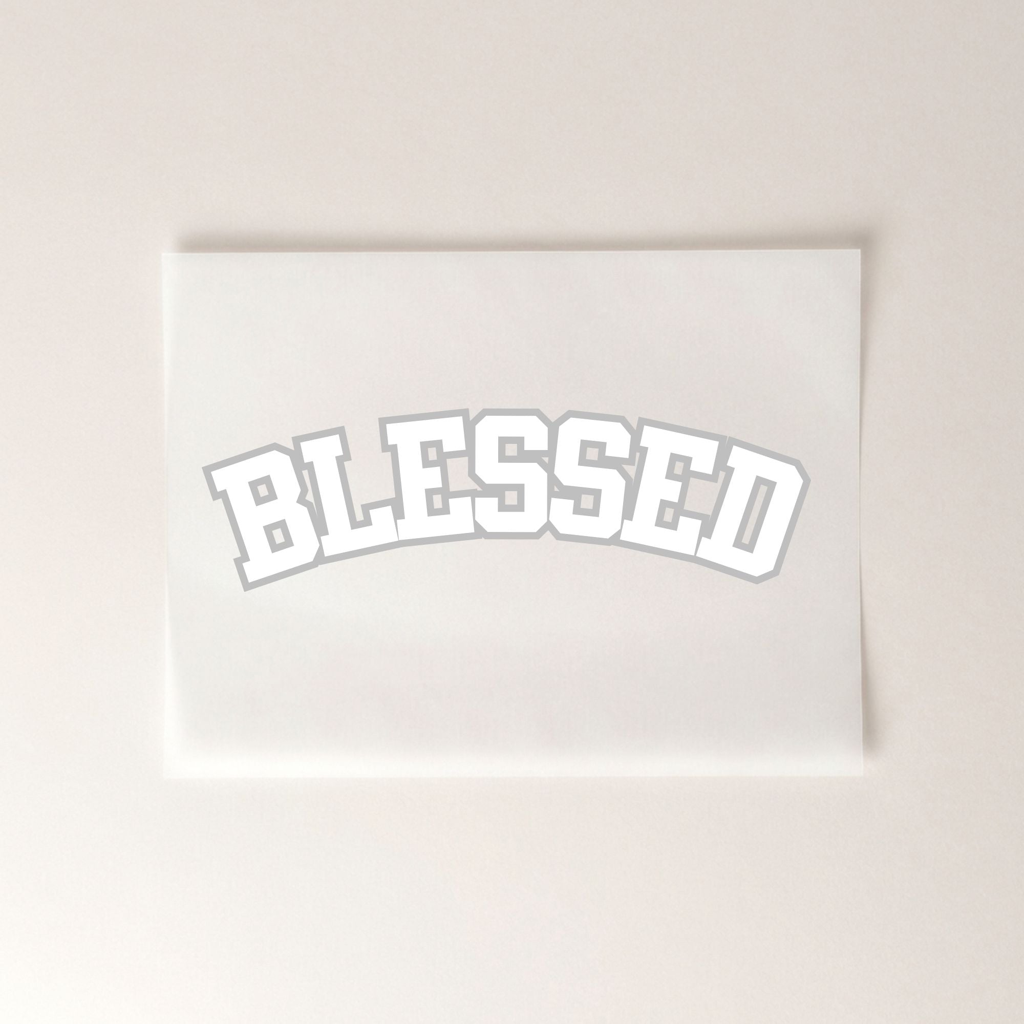 Blessed Schriftzug christliches Bügelbild | 24 cm breit