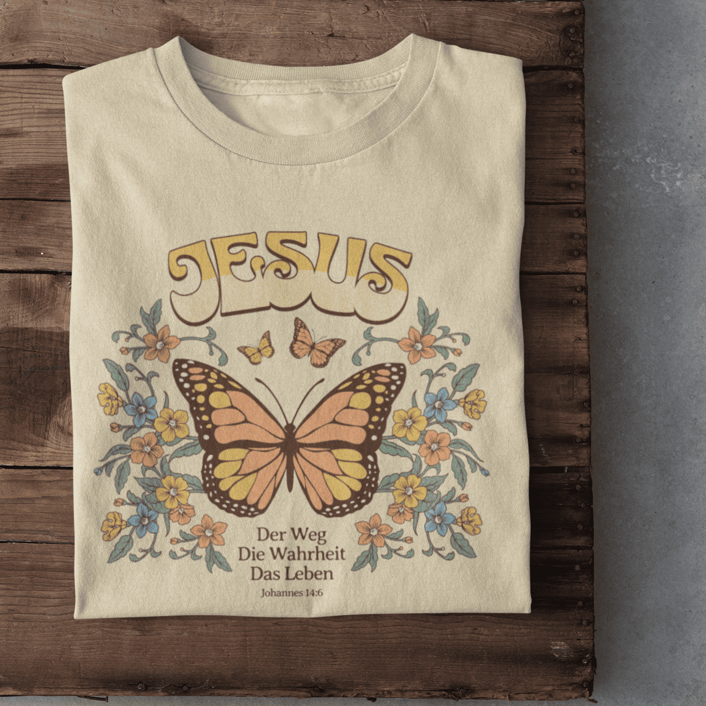 Christliches Damen T-Shirt mit Schmetterling – Glaube & Hoffnung