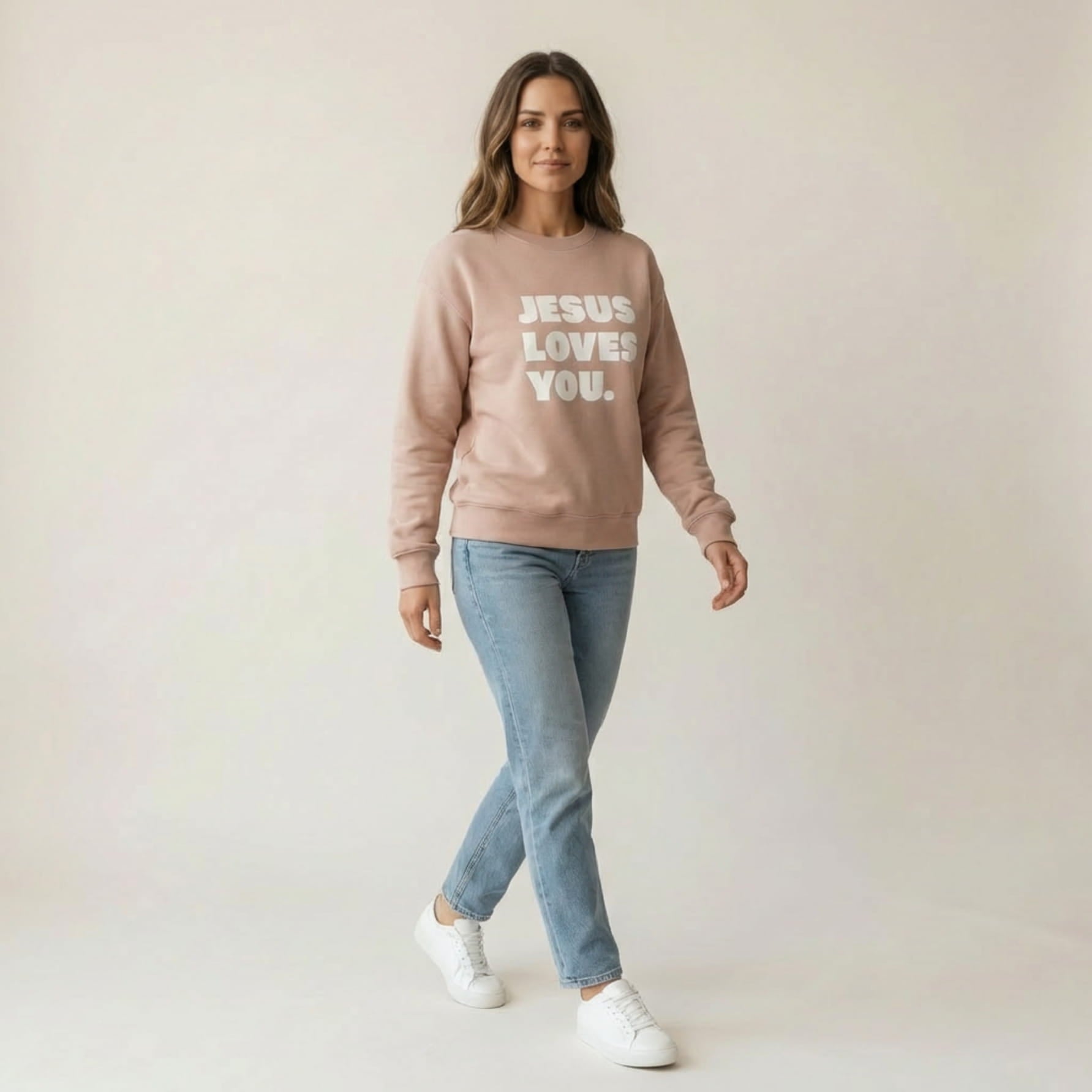 Christliches Sweatshirt Damen „Jesus Loves You“ | Pullover mit Liebe & Glaube