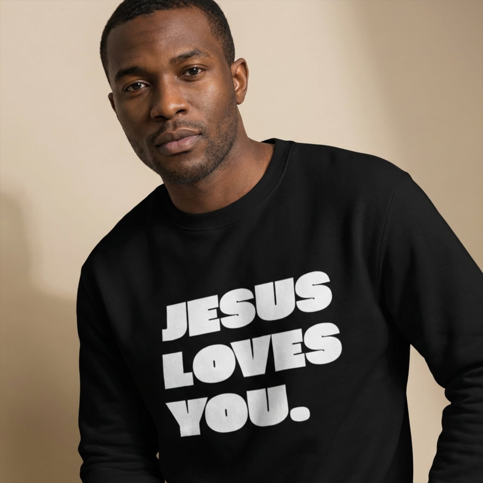 Christliches Sweatshirt Herren „Jesus Loves You“ | Christlicher Pullover mit Botschaft