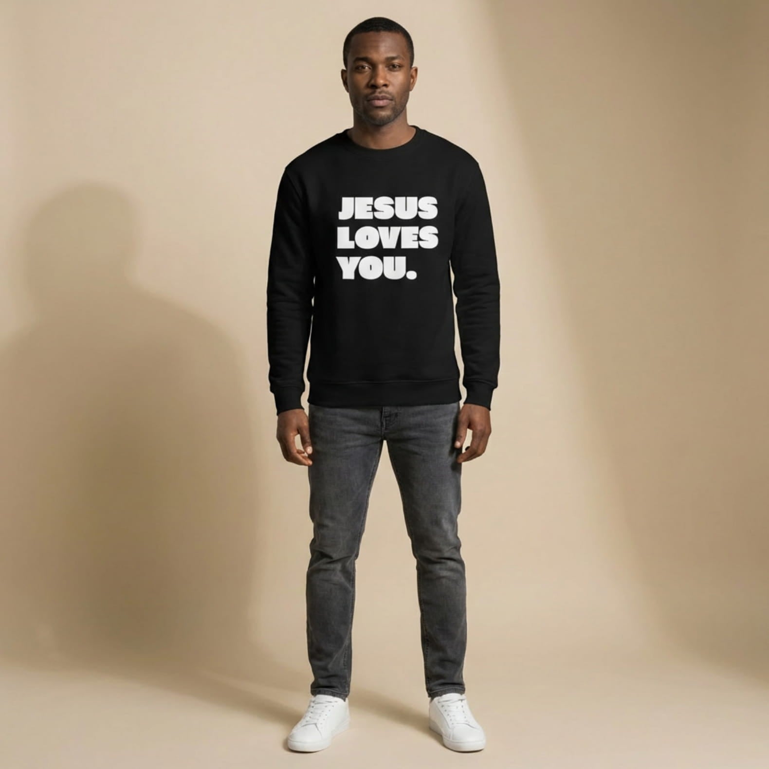 Christliches Sweatshirt Herren „Jesus Loves You“ | Christlicher Pullover mit Botschaft