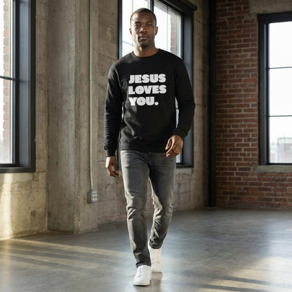 Christliches Sweatshirt Herren „Jesus Loves You“ | Christlicher Pullover mit Botschaft