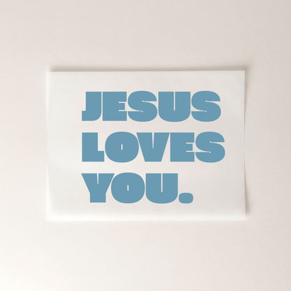 Jesus Loves You christliches Bügelbild | 25 cm breit