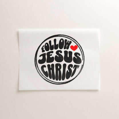 Follow Jesus Christ Crew christliches Bügelbild  | 8 cm breit & 24 cm breit