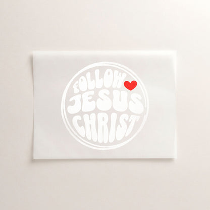 Follow Jesus Christ Crew christliches Bügelbild  | 8 cm breit & 24 cm breit