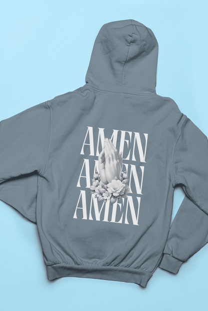 Christlicher Herren Hoodie „Amen“ – Faith Statement Backpri