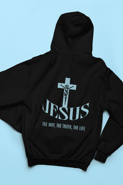 Christlicher Herren Hoodie mit Rückenprint „Jesus the way, the trust, the life“