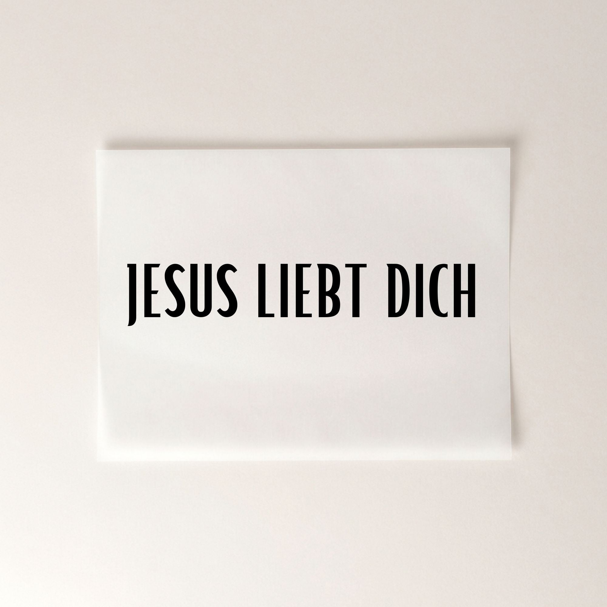 Jesus liebt dich Schriftzug christliches Bügelbild | 8 cm breit
