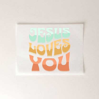 Jesus loves you bunt christliches Bügelbild  | 8 cm & 24 cm breit