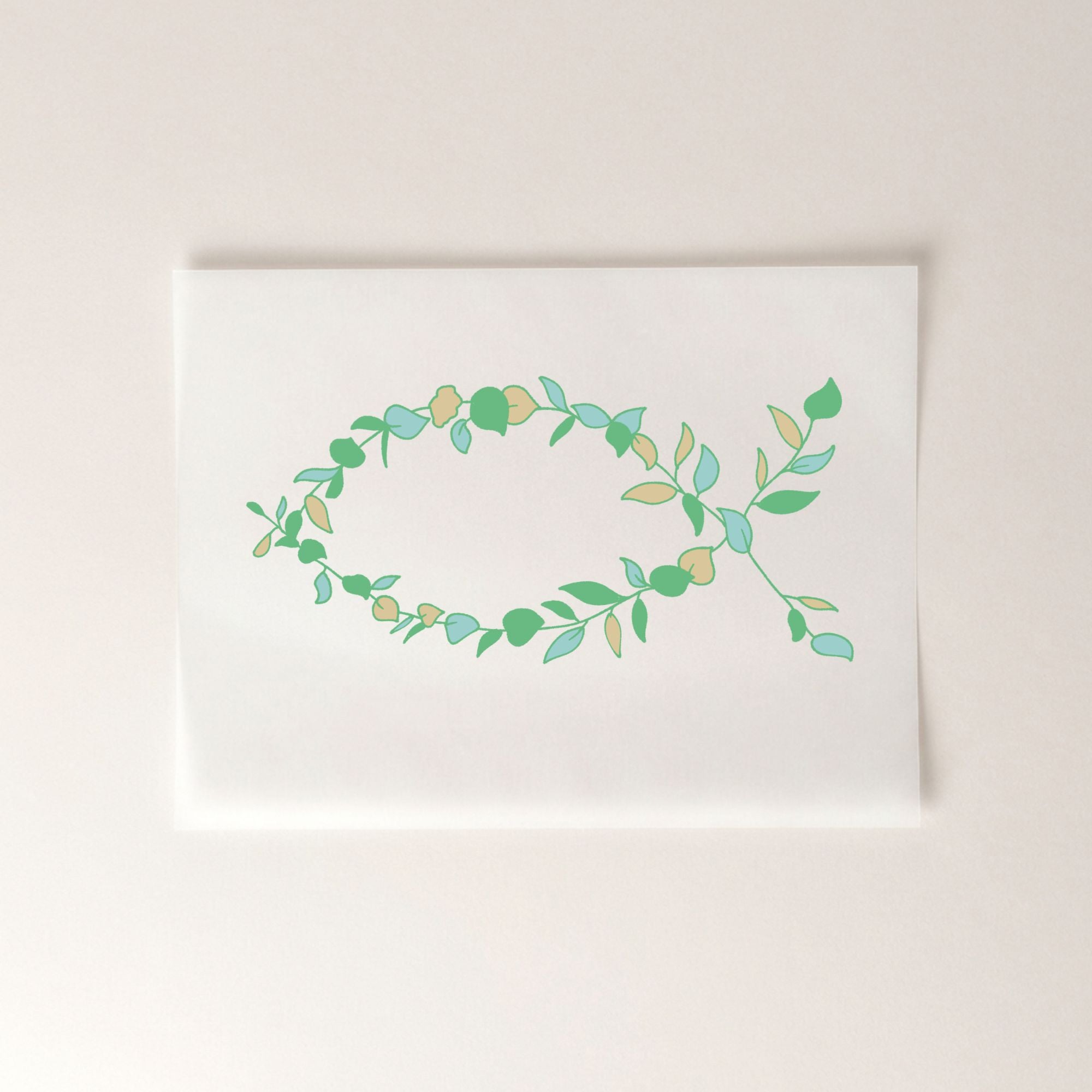 Ichthys Fisch florales Design christliches Bügelbild  | 8 cm breit
