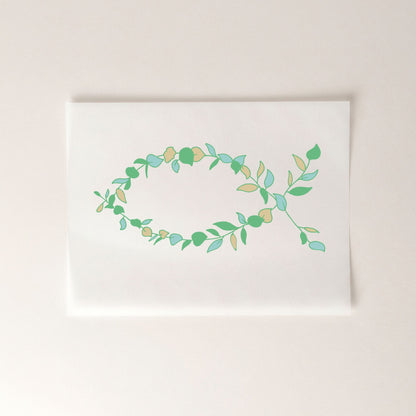 Ichthys Fisch florales Design christliches Bügelbild  | 8 cm breit