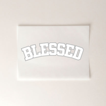 Blessed Schriftzug christliches Bügelbild | 24 cm breit