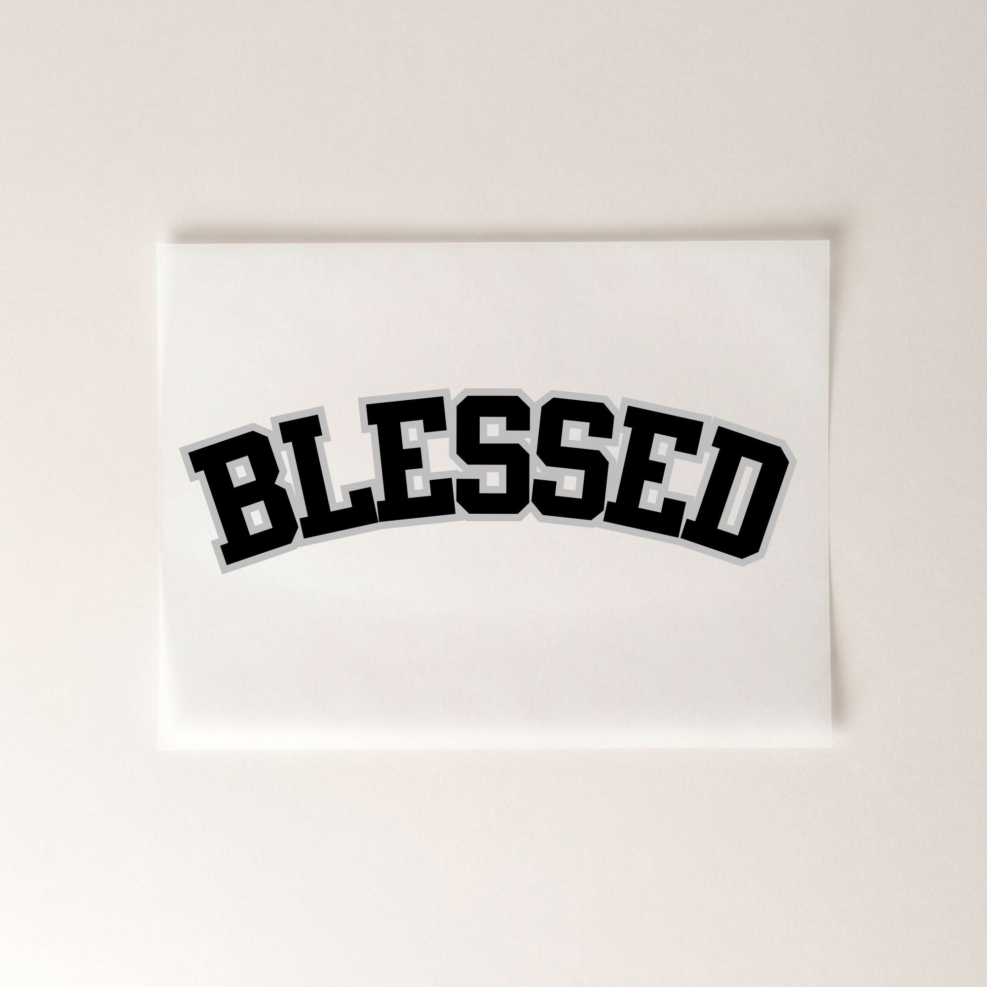 Blessed Schriftzug christliches Bügelbild | 24 cm breit