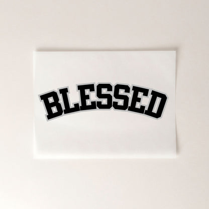 Blessed Schriftzug christliches Bügelbild | 24 cm breit