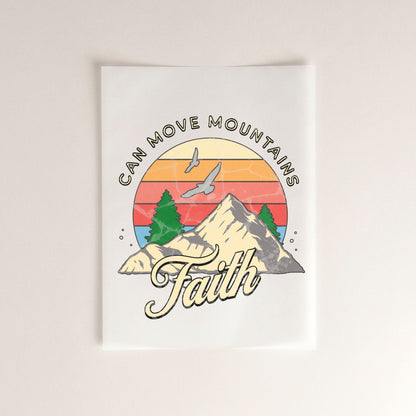 Faith can Move Mountains christliches Bügelbild | 24 cm breit