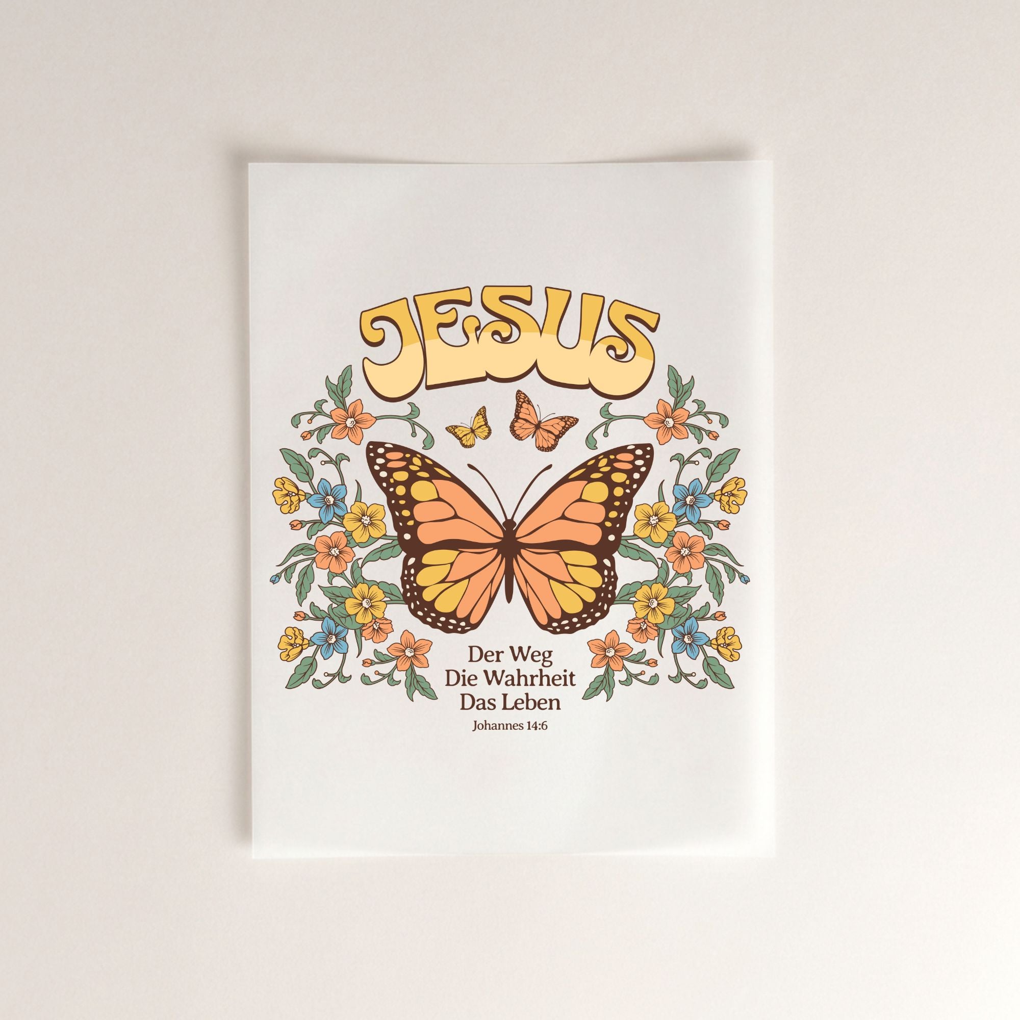 Jesus Schmetterling christliches Bügelbild  | 8 cm & 24 cm breit