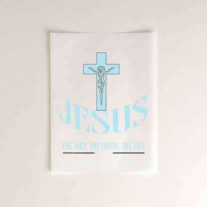 Jesus Kreuz The Way, The Truth, The Life christliches Bügelbild | 30 cm hoch