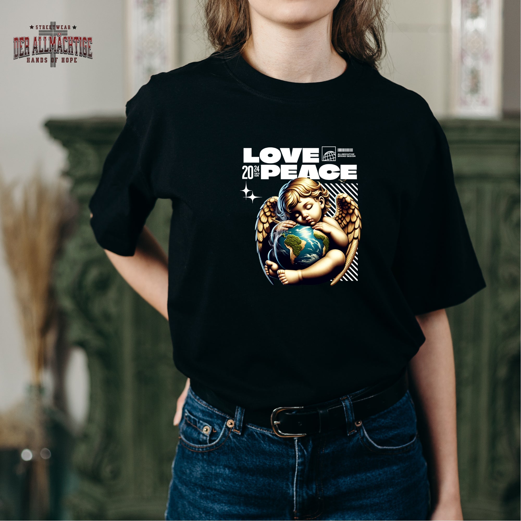 Peace & Love Damen Tshirt