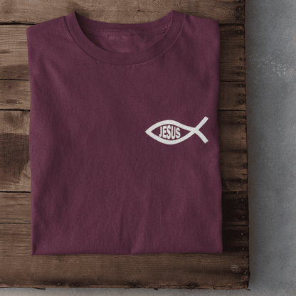 Christliches Damen T-Shirt „Eucharistischer Fisch & Jesus (Ichthys)“
