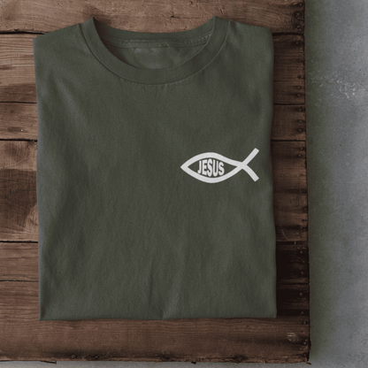 Christliches Damen T-Shirt „Eucharistischer Fisch & Jesus (Ichthys)“