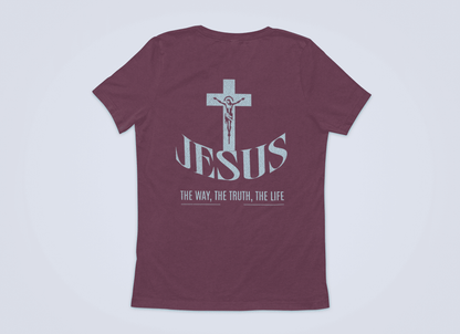 Christlicher Damen T-Shirt mit Rückenprint „Jesus the way, the trust, the life“