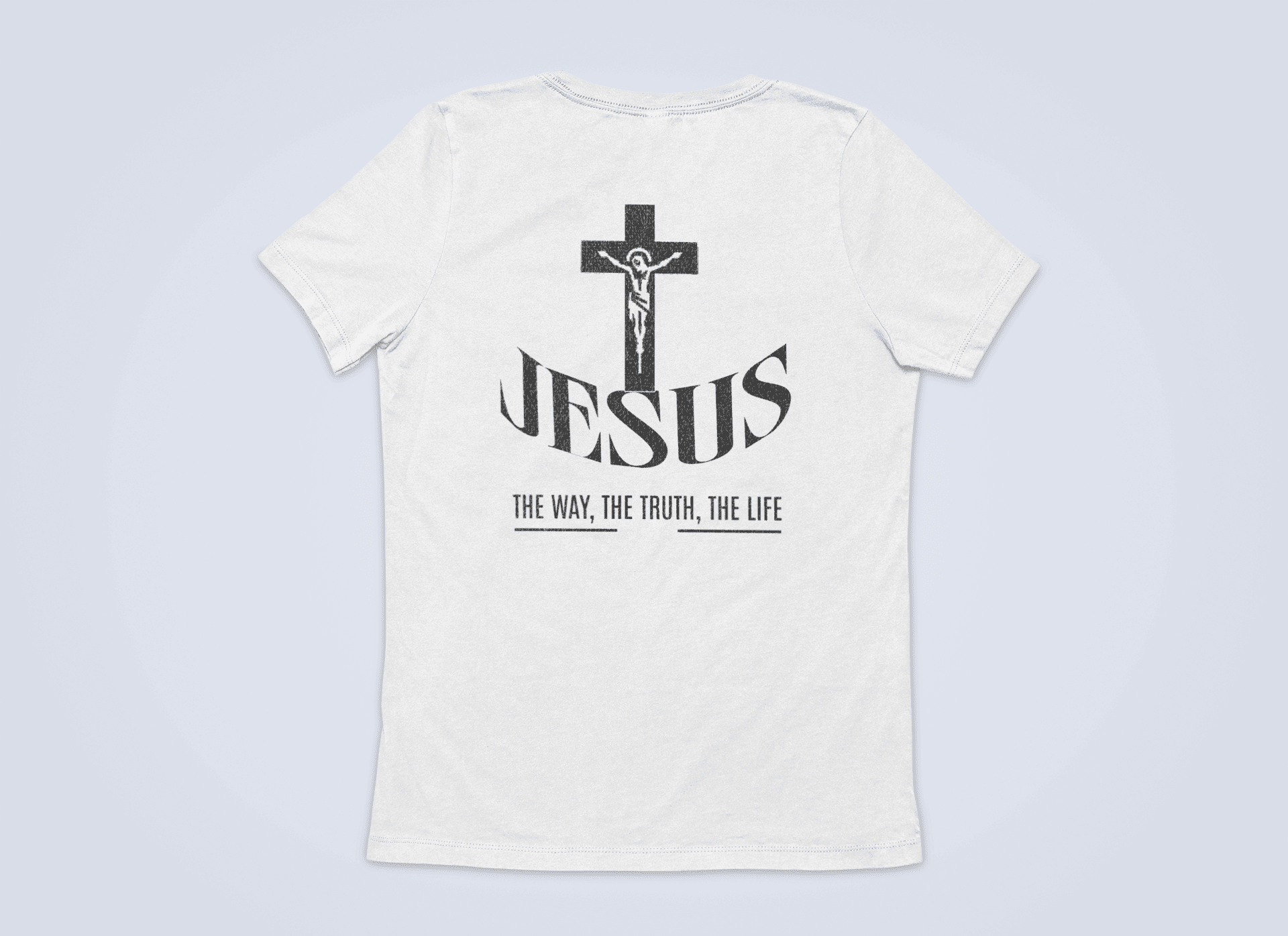 Christlicher Damen T-Shirt mit Rückenprint „Jesus the way, the trust, the life“