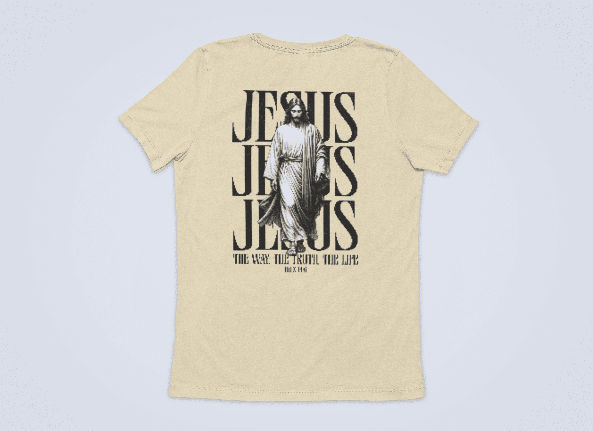 Christliches Damen T-Shirt mit Jesus – „The Way, The Truth, The Life“ Bibelvers Backprint