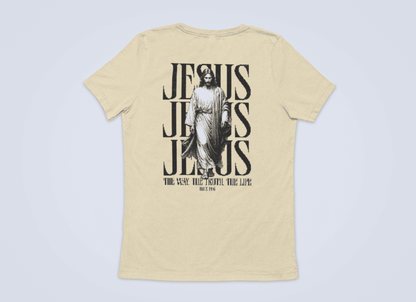 Christliches Damen T-Shirt mit Jesus – „The Way, The Truth, The Life“ Bibelvers Backprint