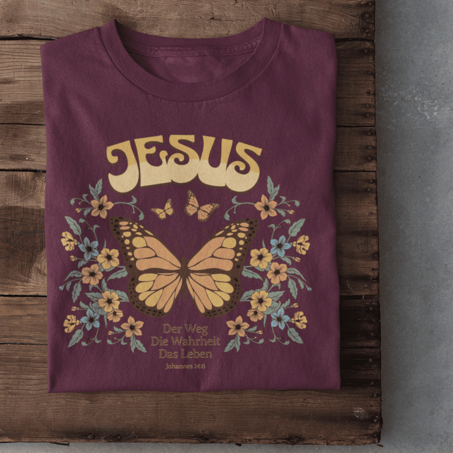 Christliches Damen T-Shirt mit Schmetterling – Glaube & Hoffnung
