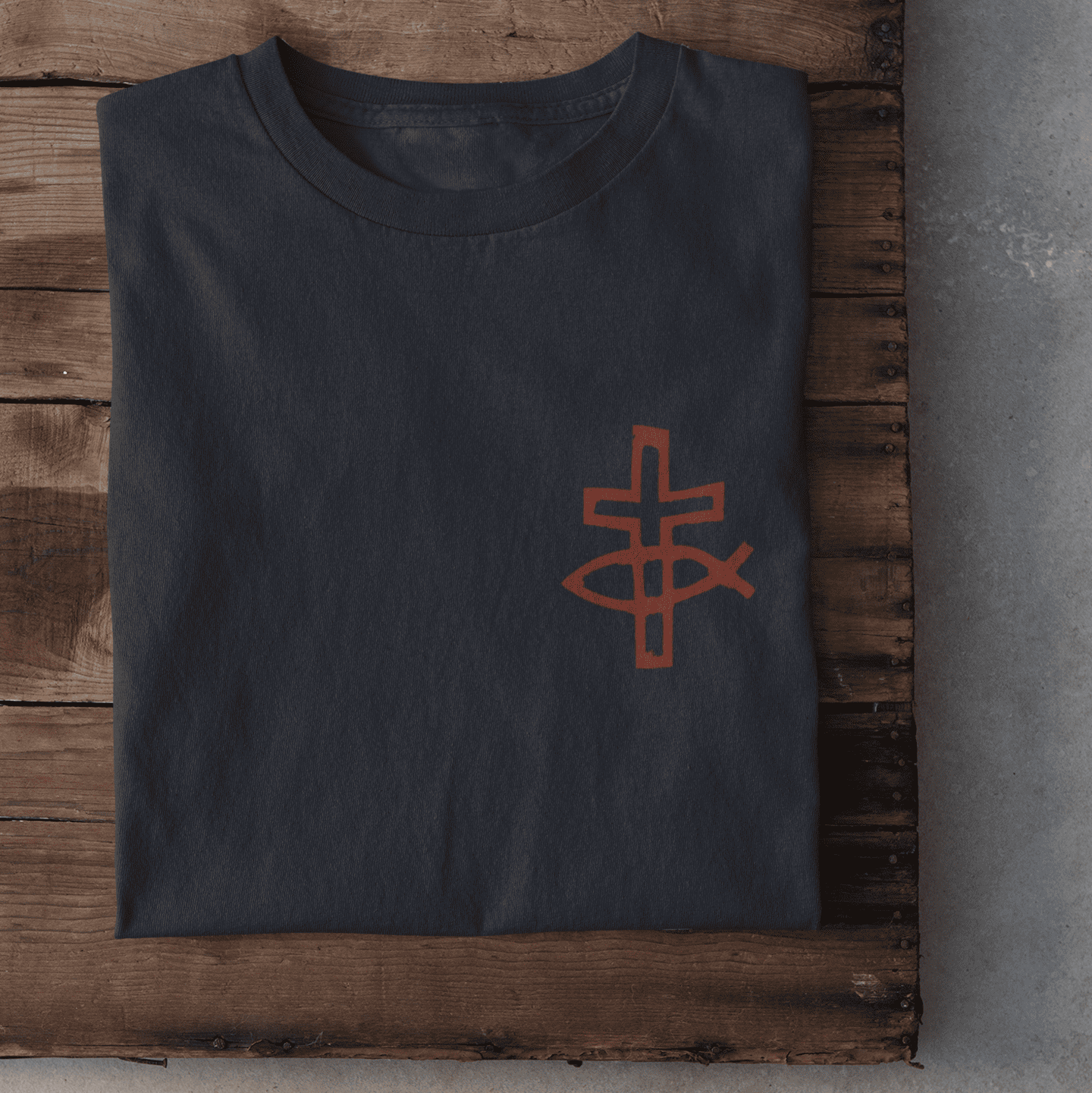 Christliches Damen T-Shirt „Eucharistischer Fisch & Kreuz (Ichthys)“