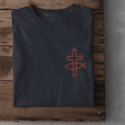 Christliches Damen T-Shirt „Eucharistischer Fisch & Kreuz (Ichthys)“