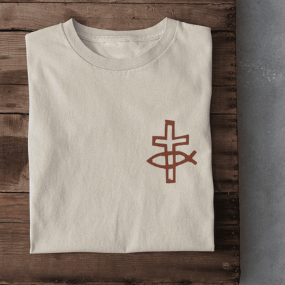 Christliches Damen T-Shirt „Eucharistischer Fisch & Kreuz (Ichthys)“