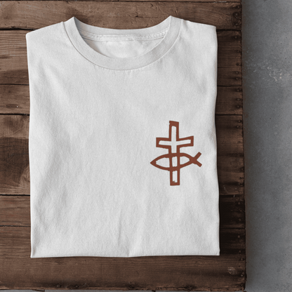 Christliches Damen T-Shirt „Eucharistischer Fisch & Kreuz (Ichthys)“