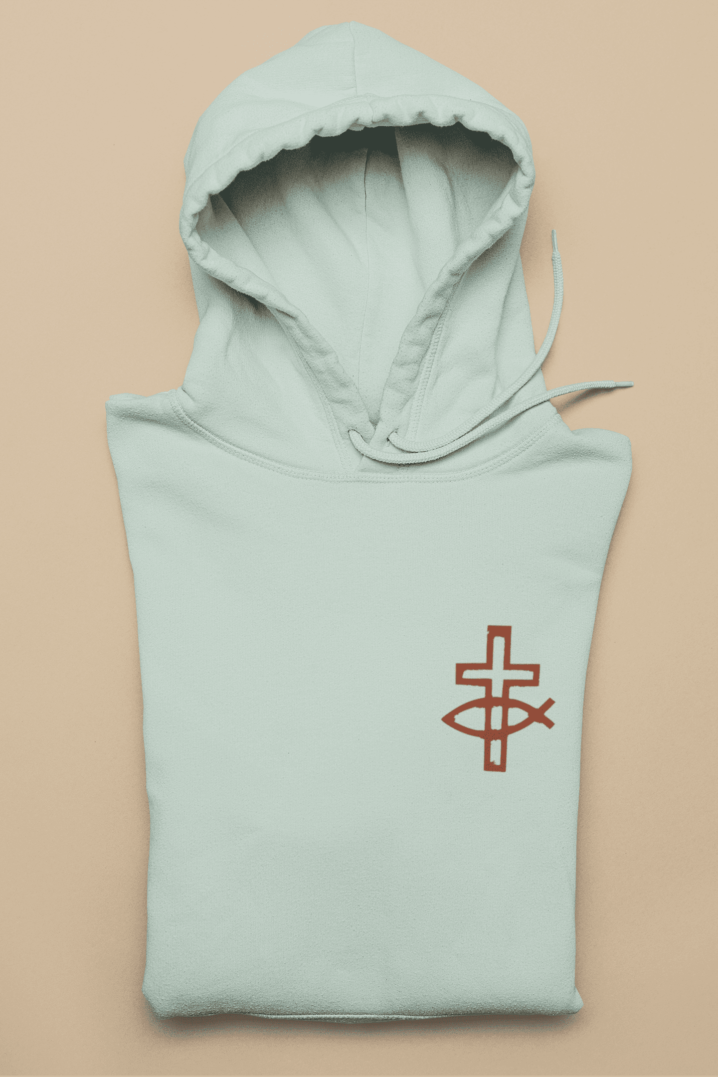Christlicher Damen Hoodie „Eucharistischer Fisch & Kreuz (Ichthys)“
