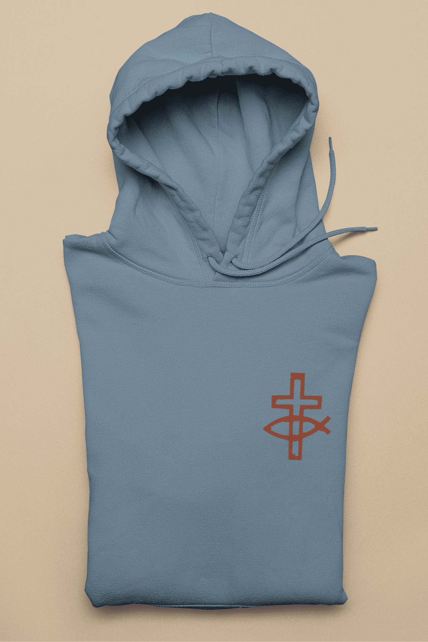 Christlicher Herren Hoodie „Eucharistischer Fisch & Kreuz (Ichthys)“
