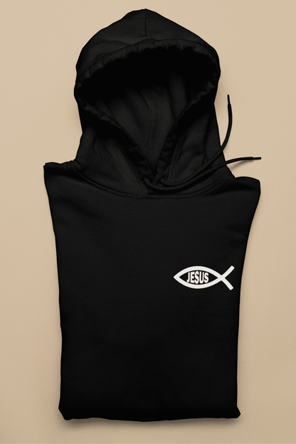 Christlicher Herren Hoodie „Eucharistischer Fisch & Jesus (Ichthys)“