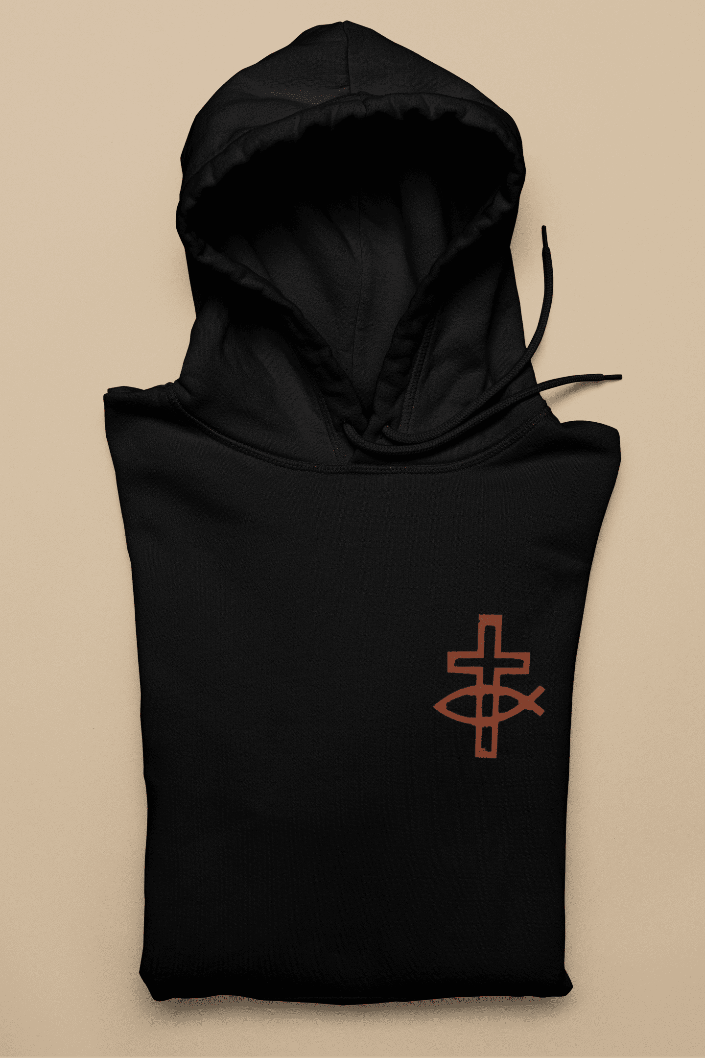 Christlicher Damen Hoodie „Eucharistischer Fisch & Kreuz (Ichthys)“