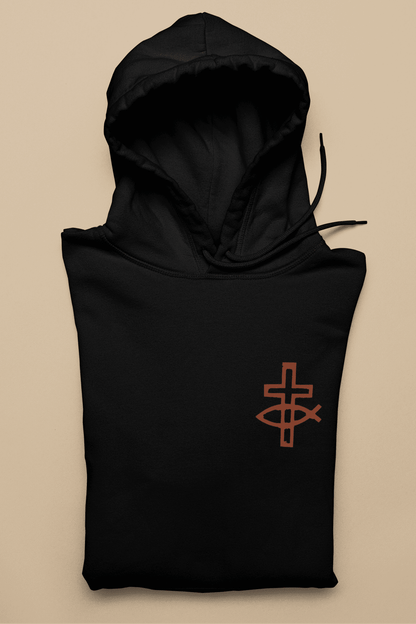 Christlicher Damen Hoodie „Eucharistischer Fisch & Kreuz (Ichthys)“