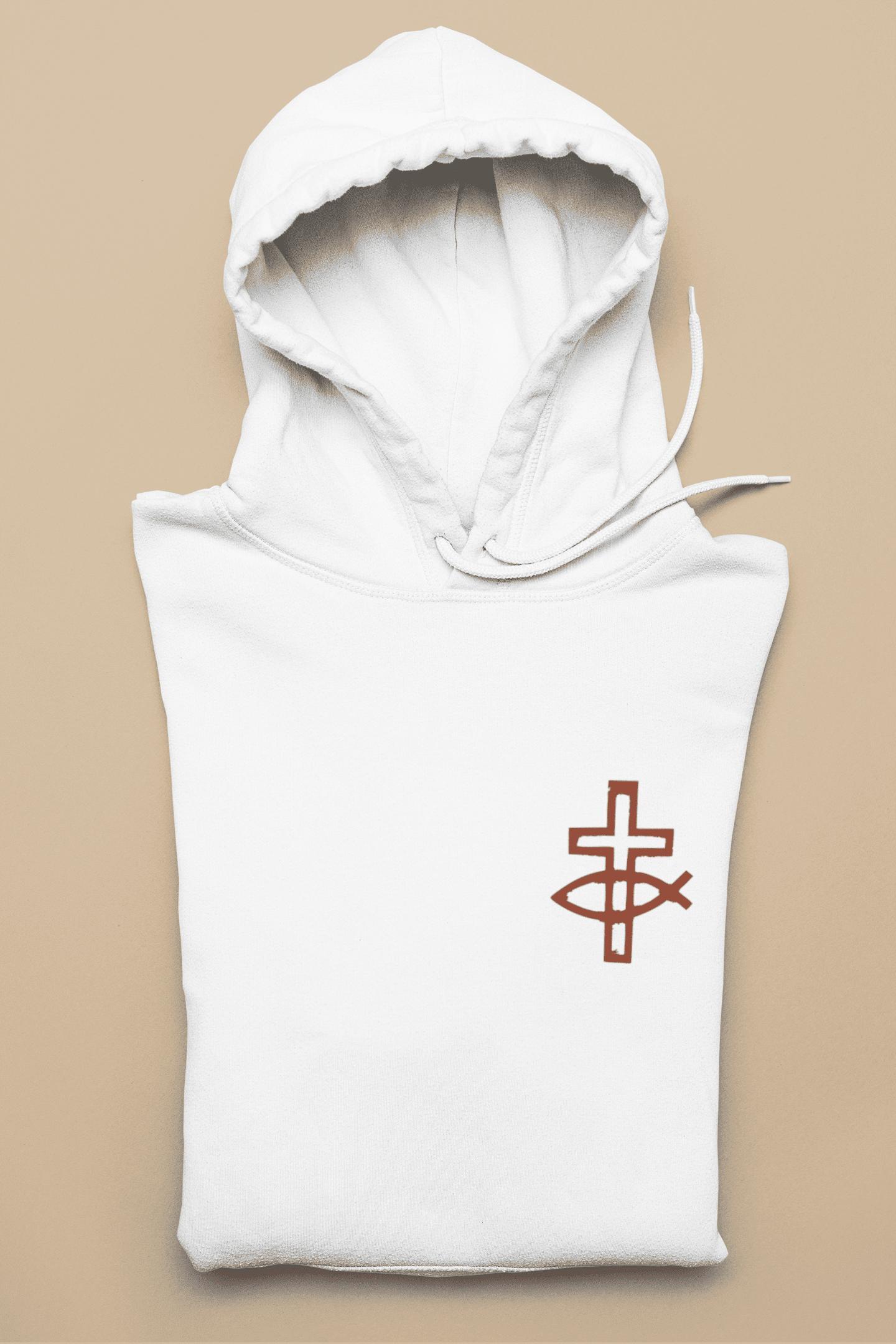 Christlicher Damen Hoodie „Eucharistischer Fisch & Kreuz (Ichthys)“