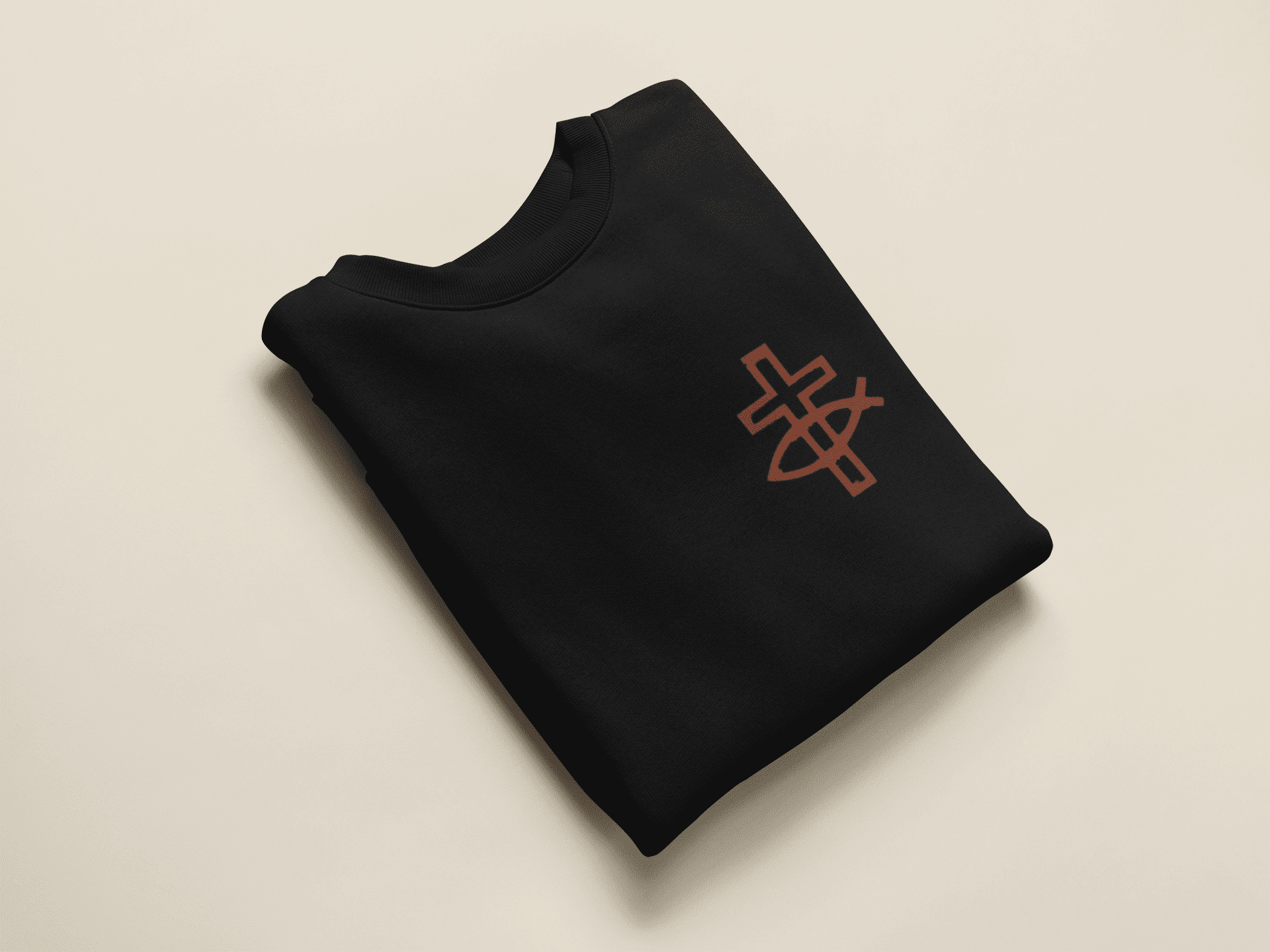 Christliches Damen Sweatshirt „Eucharistischer Fisch & Kreuz (Ichthys)“