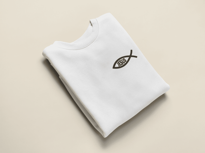 Christliches Herren Sweatshirt „Eucharistischer Fisch & Jesus (Ichthys)“